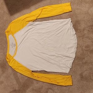 American Eagle white/yellow long sleeve "Jegging T" (Women's XL)
